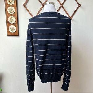 J. Peterman Men's Sweater in Navy and White Stripes